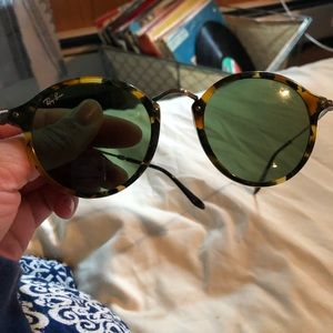 Tortoise shell raybans with turquoise flecks